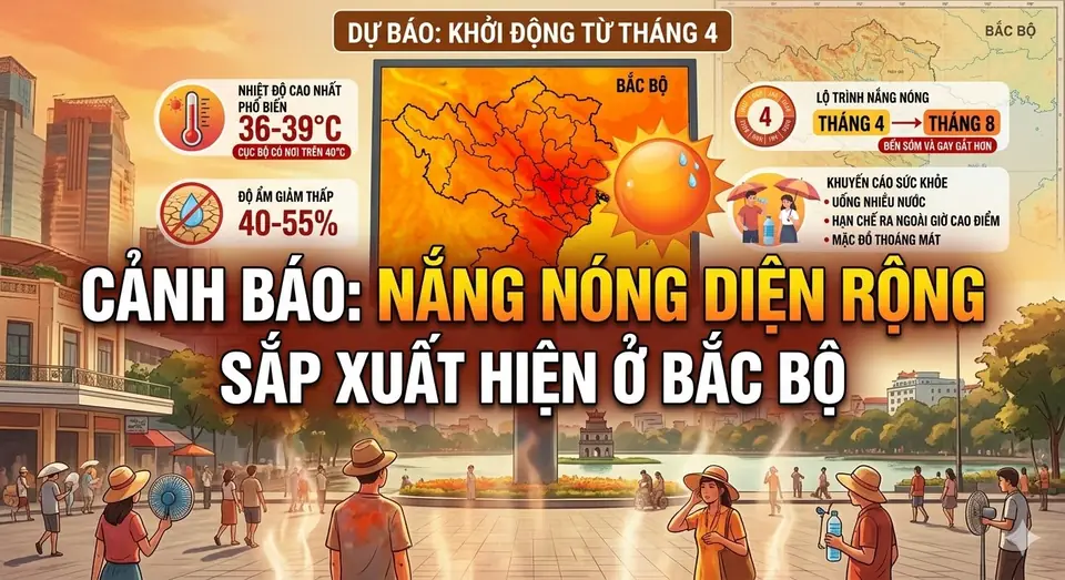 Nắng nóng diện rộng sắp xuất hiện ở Bắc Bộ, dự báo bắt đầu từ tháng 4